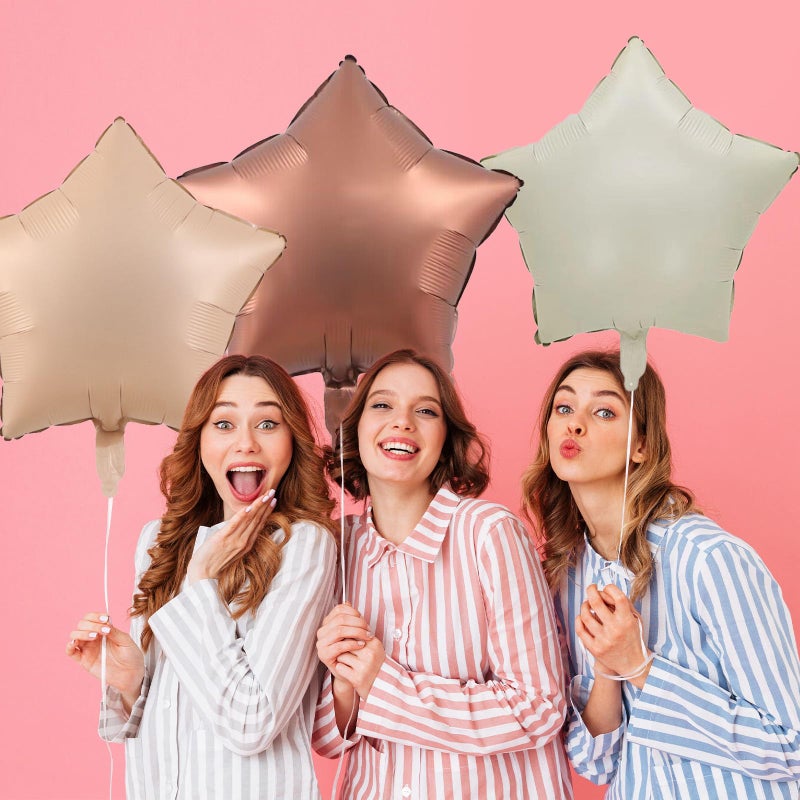 KALOR Beige Brown and White Sand Star Foil Balloons, 10 Pcs 18 Inch Stars Shape Foil Mylar Balloons for Birthdays, Weddings, Baby Showers Decorations - Image 4